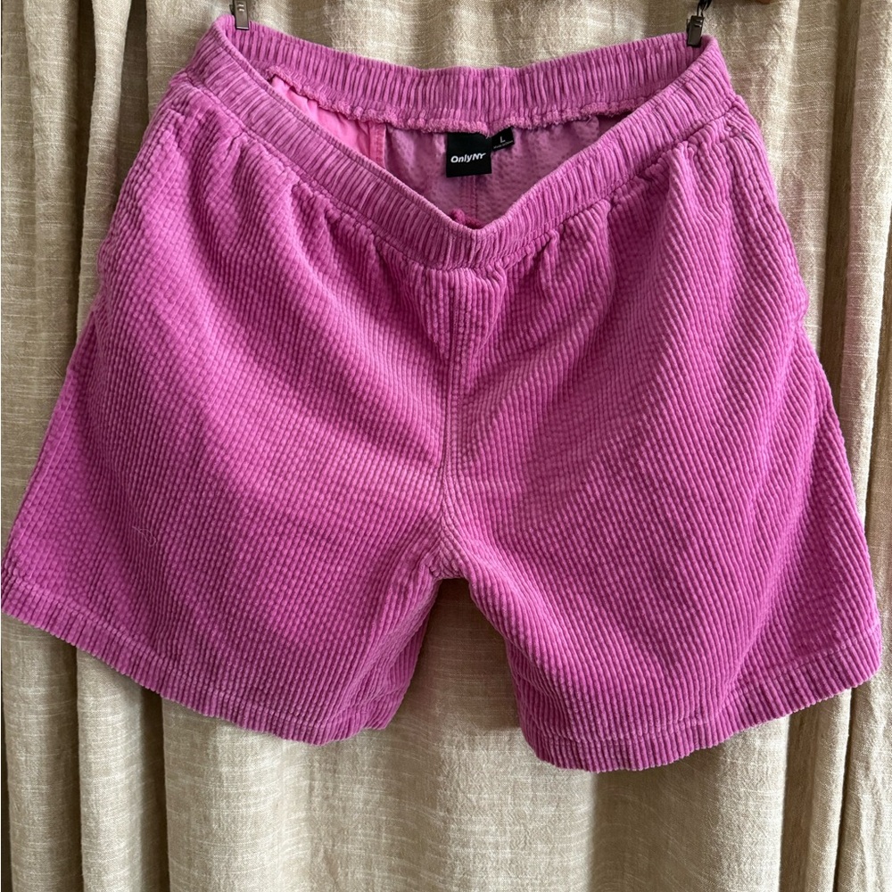 Only NY Pink Drawstring Corduroy Shorts L
